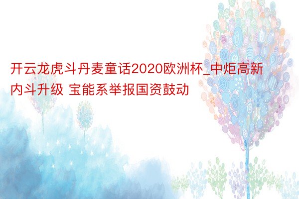 开云龙虎斗丹麦童话2020欧洲杯_中炬高新内斗升级 宝能系举报国资鼓动