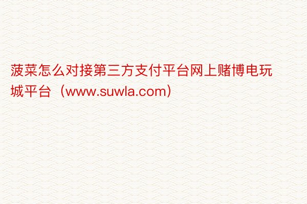 菠菜怎么对接第三方支付平台网上赌博电玩城平台（www.suwla.com）