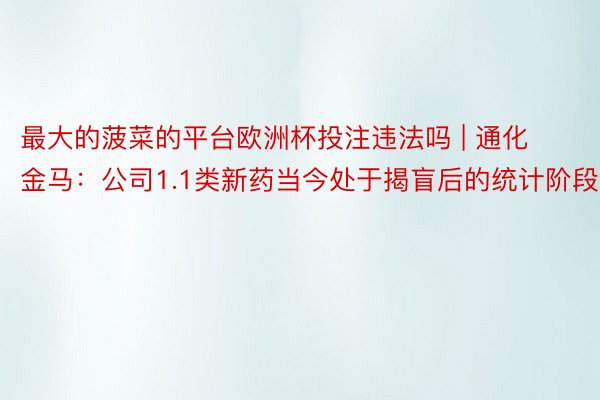 最大的菠菜的平台欧洲杯投注违法吗 | 通化金马:公司1.1类新药当今处于揭盲后的统计阶段